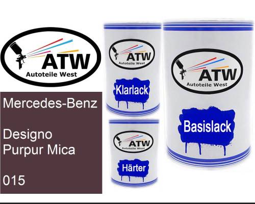 Mercedes-Benz, Designo Purpur Mica, 015: 500ml Lackdose + 500ml Klarlack + 250ml Härter - Set, von ATW Autoteile West.